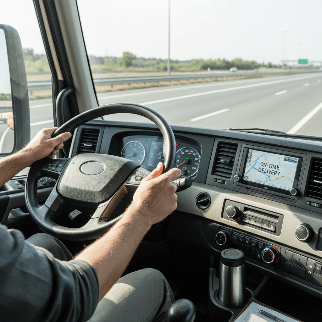 Truck driver preparing for delivery
